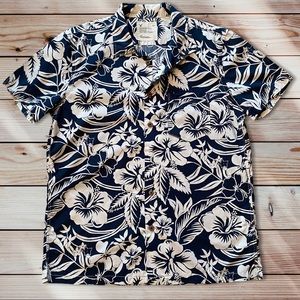 COPY - AEO Blue Print Button Camp Shirt